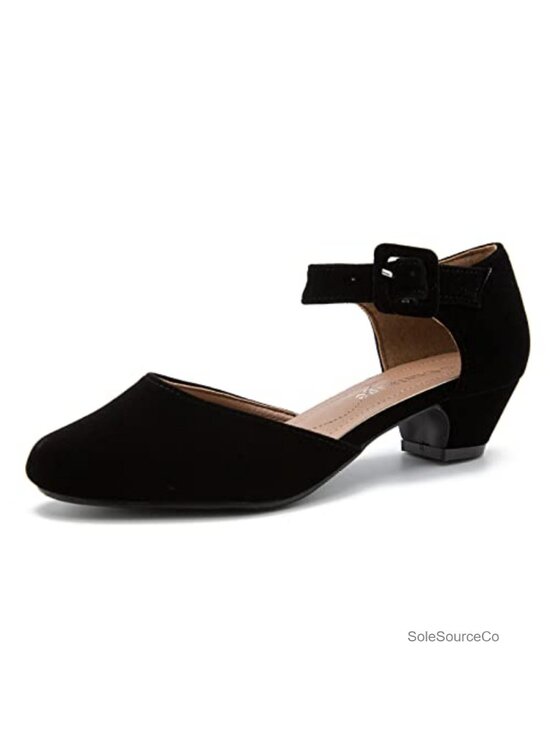 Shoes - Women's Ankle Strap Block Heels Closed Toe Pumps Formal Dress Shoes